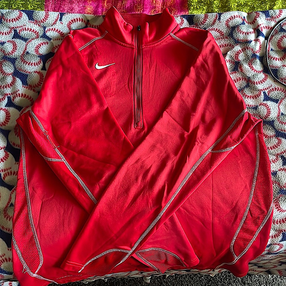 RED NIKE THERMA FIT QUARTER-ZIP